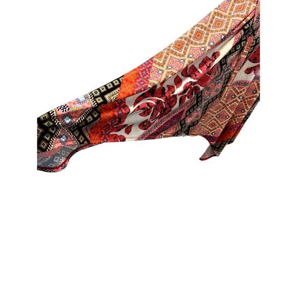 "OLIVIA MATTHEWS" Aztec, Colorful Print ,M,Wrap Dress, Asymmetrical Hem,Fairy - Picture 3 of 9
